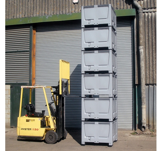 Plastic Pallet Boxes Stacked 6 High