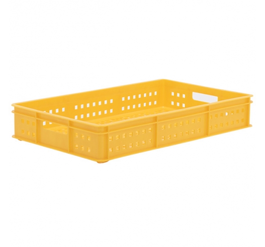 Yellow Stacking Confectionery Trays 30 Litre Mesh Sides And Base