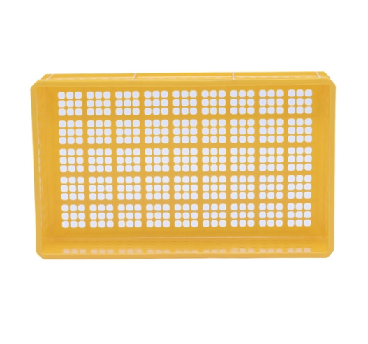 Yellow Stacking Confectionery Trays Mesh Sides And Base
