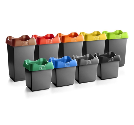 30 Litre Recycling Bins with Coloured Lids - Black Body (Dark Grey)