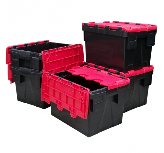 Black and Red Attached Lid Container 21 Litres