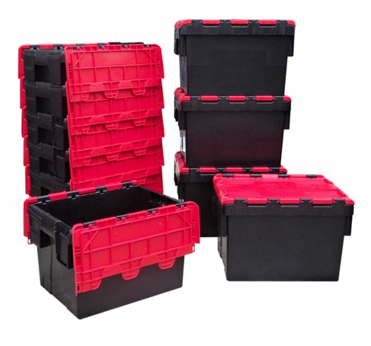 Black and Red Attached Lid Container 21 Litres