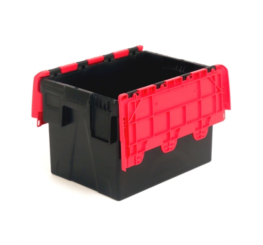 Black and Red Attached Lid Container 21 Litres