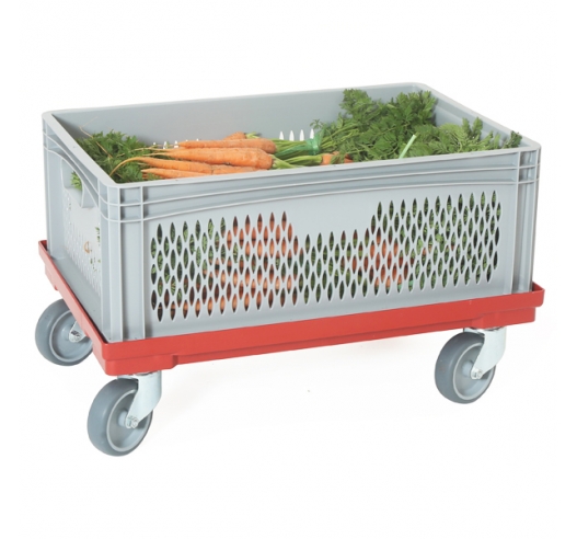 Ventilated Euro Container with Hand Holes on Dolly