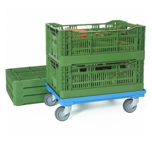 Foldable Ventilated Euro Containers 42 Litres on Dolly