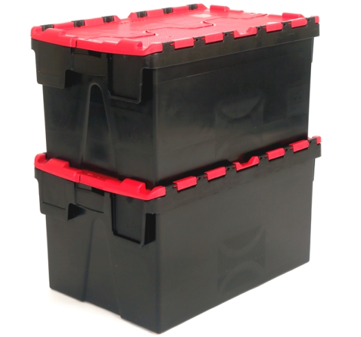 Stacked Black and Red Boxes with 52 Litre Capacity