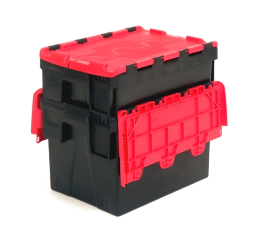Black and Red Attached Lid Container 21 Litres