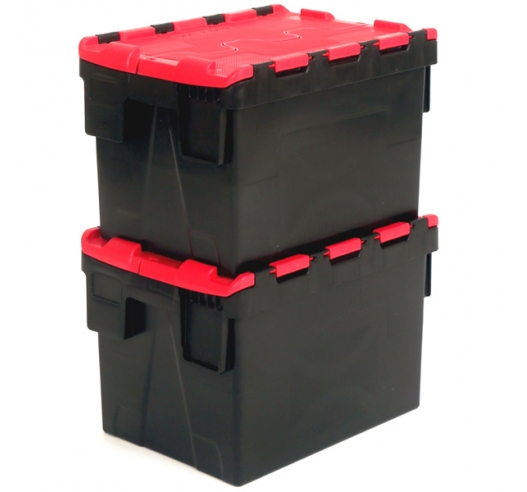 Black and Red Attached Lid Container 21 Litres