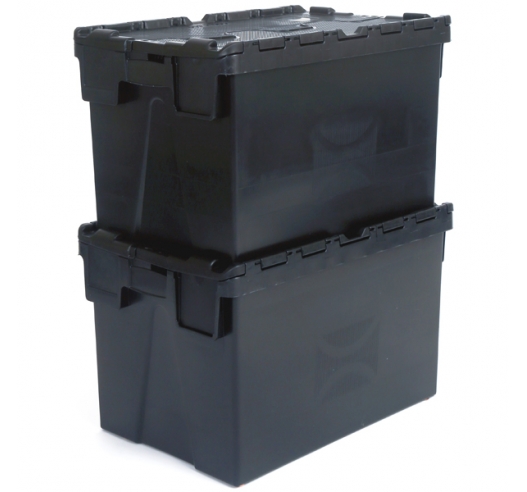 Stacked Black Plastic Containers