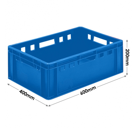 Blue 600 x 400 x 200mm Plastic Meat Crate