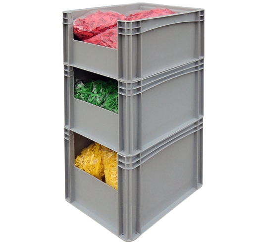 Open end euro picking container stacked