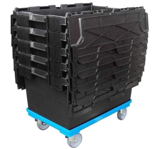 Nested 80 Litre Crates on Compatible Dolly (Wheeled Skate)