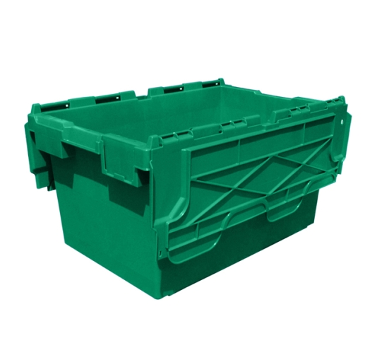 Large Plastic Blue, Red, Green 80 Litre Storage Box Crates with Hinged Lids