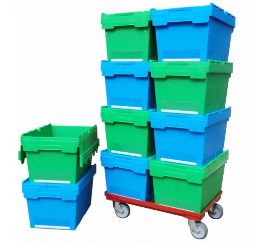 Medium Plastic Blue Green Storage Boxes with Lids