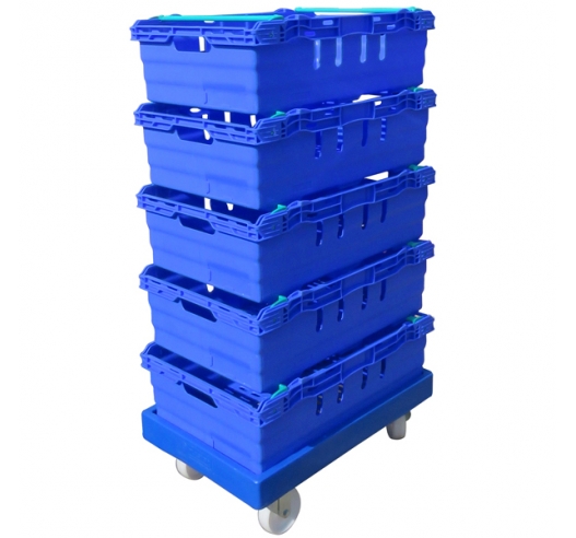 ROTO64D Blue Dolly with Bale Arm Containers