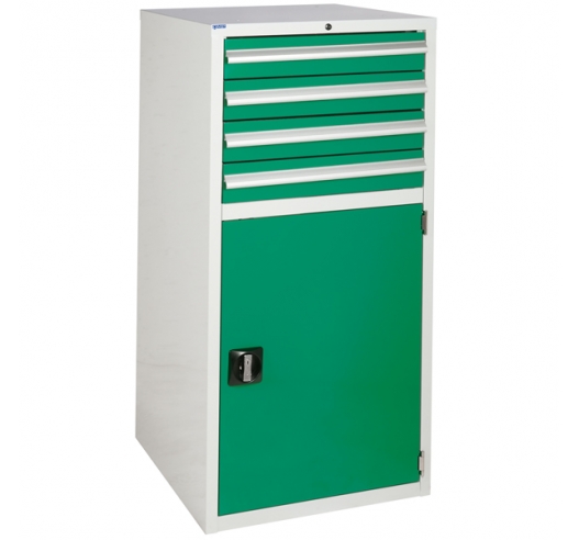 Euroslide cabinet with 4 drawers and 1 cupboard in green