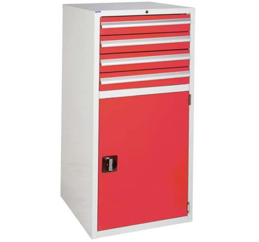 Euroslide cabinet with 4 drawers and 1 cupboard in red