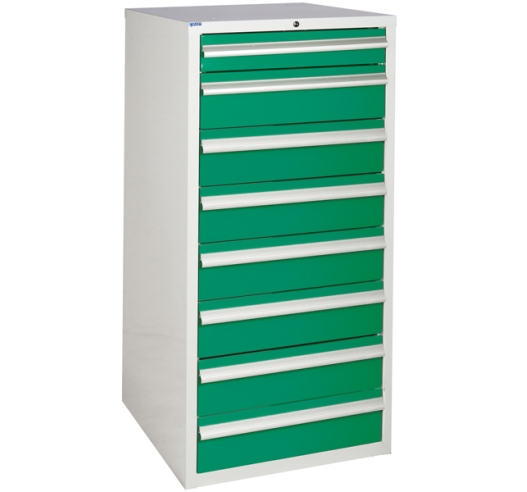 Euroslide cabinet with 8 drawers in green