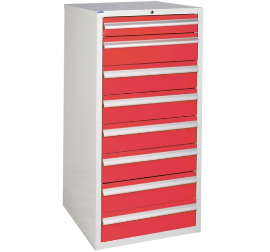 Euroslide cabinet with 8 drawers in red