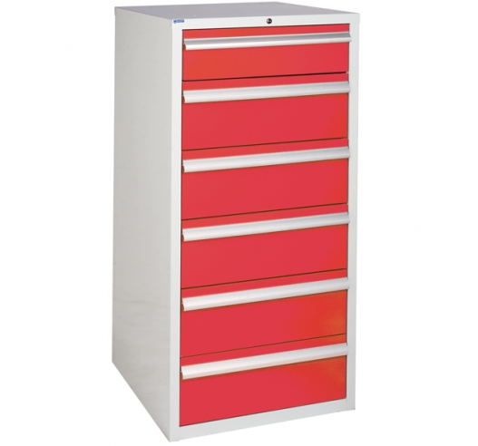 Euroslide cabinet with 6 drawers in red