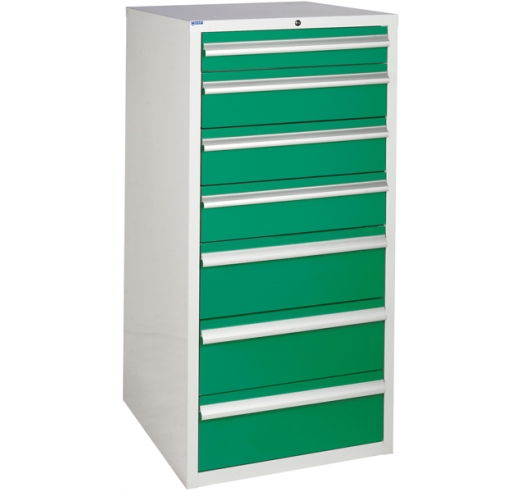 Euroslide cabinet with 7 drawers in green