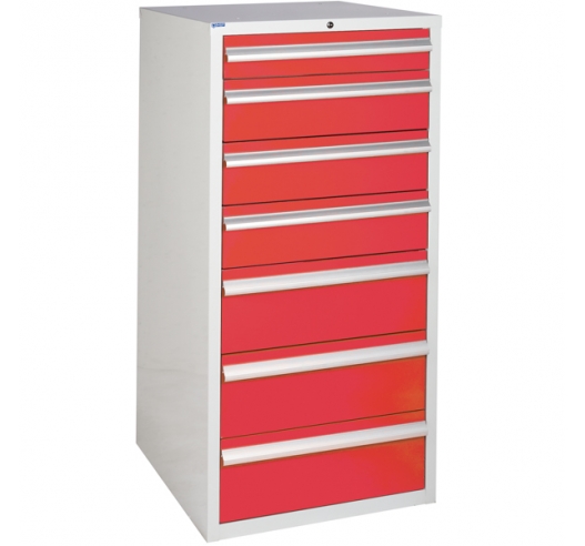 Euroslide cabinet with 7 drawers in red