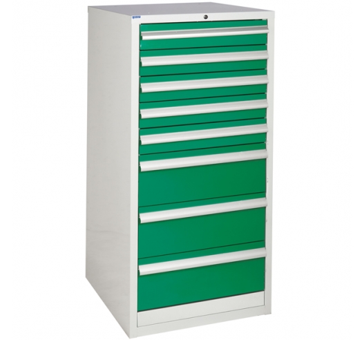 Euroslide cabinet with 8 drawers in green