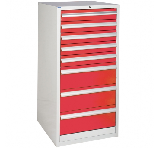 Euroslide cabinet with 8 drawers in red