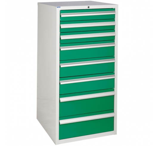 Euroslide cabinet with 8 drawers in green