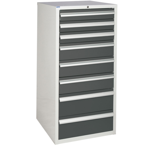 Euroslide cabinet with 8 drawers in grey