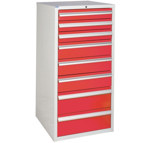 Euroslide cabinet with 8 drawers in red