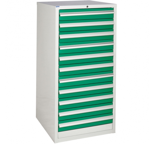 Euroslide cabinet with 11 drawers in green