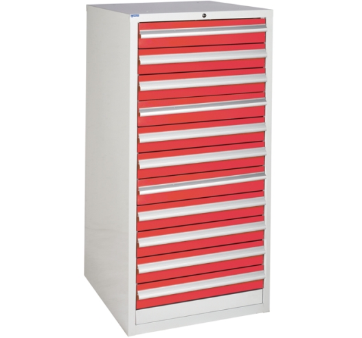Euroslide cabinet with 11 drawers in red