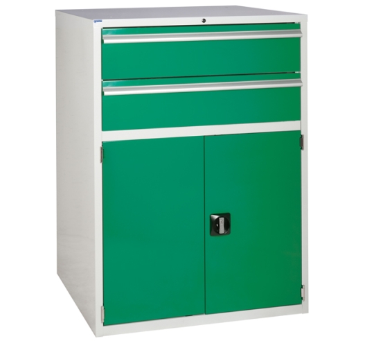 Euroslide cabinet with 2 drawers and 1 cupboard in green
