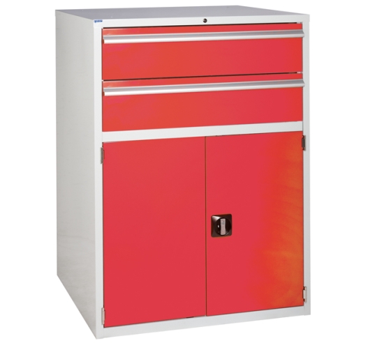 Euroslide cabinet with 2 drawers and 1 cupboard in red