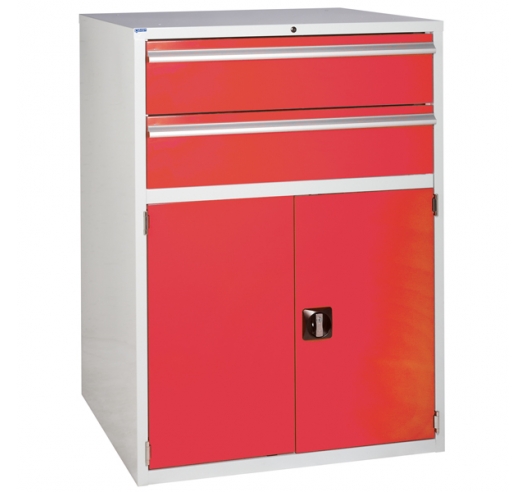 Euroslide cabinet with 2 drawers and 1 cupboard in red