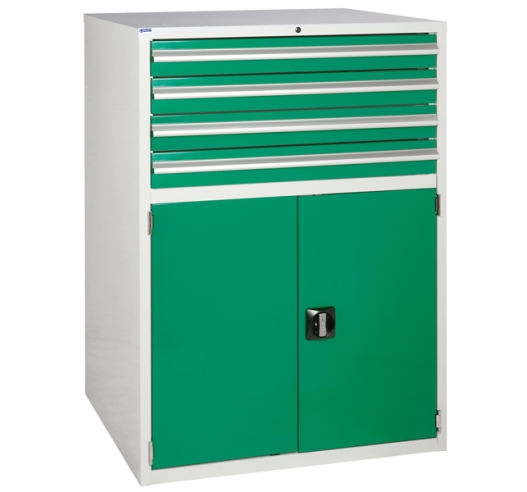 Euroslide cabinet with 4 drawers and 1 cupboard in green