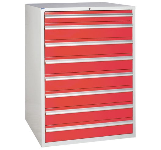 Euroslide cabinet with 8 drawers in red