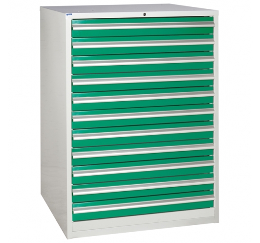 Euroslide cabinet with 11 drawers in green