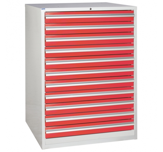 Euroslide cabinet with 11 drawers in red