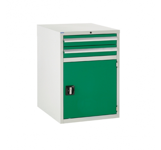 Euroslide cabinet with 2 drawers and 1 cupboard in green