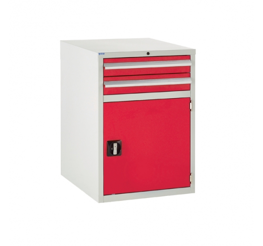 Euroslide cabinet with 2 drawers and 1 cupboard in red