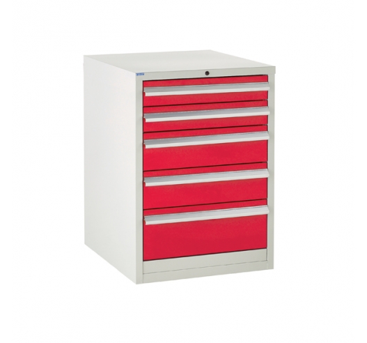 Euroslide cabinet with 5 drawers in red