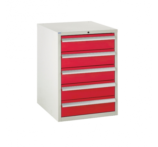 Euroslide cabinet with 5 drawers in red