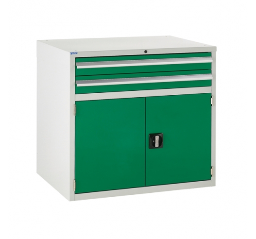 Euroslide cabinet with 2 drawers and 1 cupboard in green