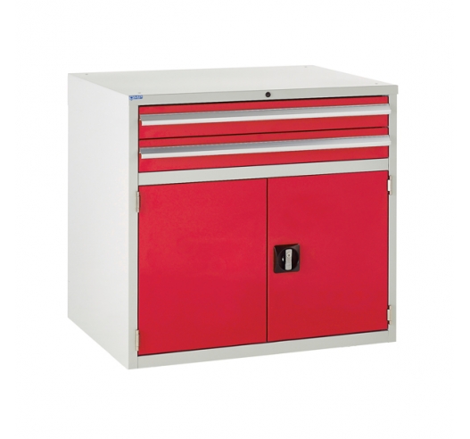 Euroslide cabinet with 2 drawers and 1 cupboard in red