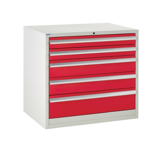 Euroslide cabinet with 5 drawers in red