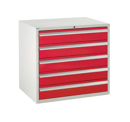 Euroslide cabinet with 5 drawers in red