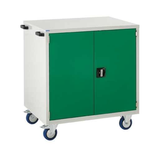 Mobile Euroslide cabinet with 1 cupboard in green