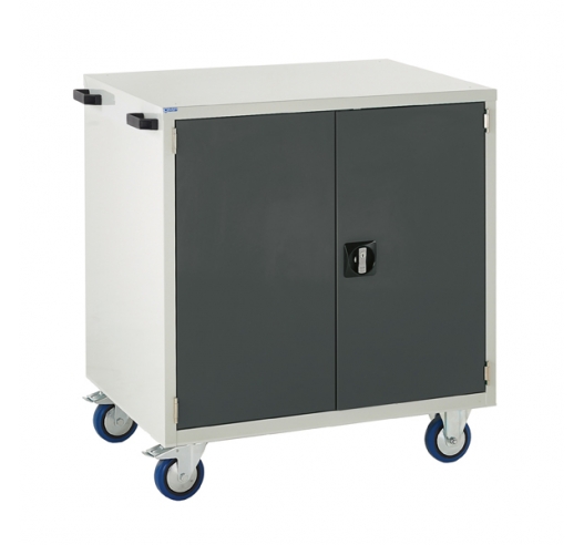 Mobile Euroslide cabinet with 1 cupboard in grey